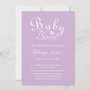 Invitación Bebé en sangre en morado moderno