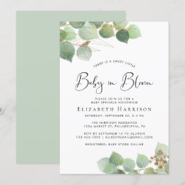 Invitación Bebé en sangre Eucalyptus acuarela Espolvorea bebé