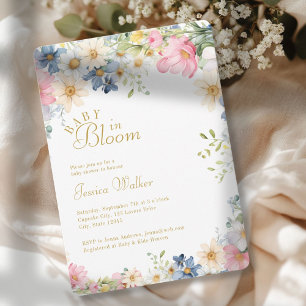 Invitación ¡BEBÉ EN SANGRE! Flor silvestre, Baby Shower