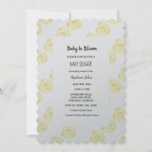 Invitación Bebé en sangre Rosa Baby Shower Plata Gris Floral