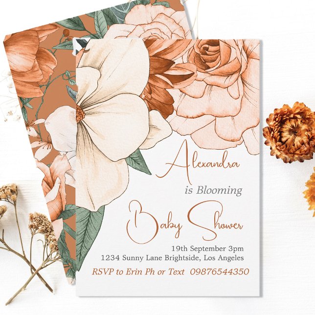 Invitación Bebé En Sangre Sexo Baby Shower Floral Neutral (Subido por el creador)