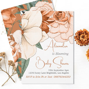 Invitación Bebé En Sangre Sexo Baby Shower Floral Neutral