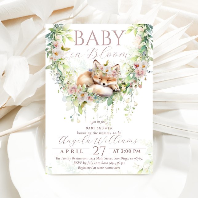 Invitación Bebé en sangre Woodland Flor Baby Shower (Subido por el creador)