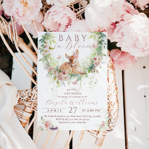 Invitación Bebé en sangre Woodland Flor Baby Shower