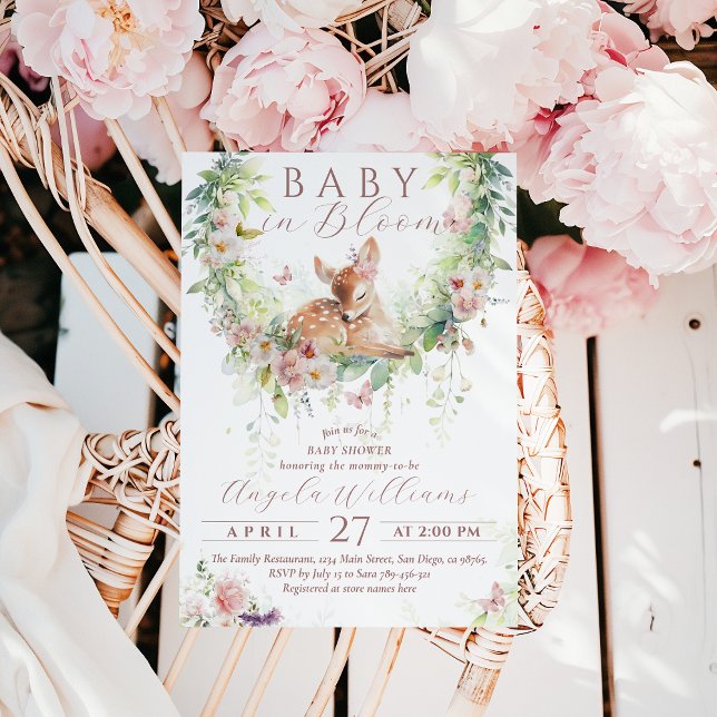 Invitación Bebé en sangre Woodland Flor Baby Shower (Subido por el creador)