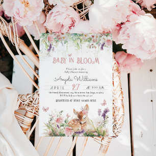 Invitación Bebé en sangre Woodland Flor Baby Shower
