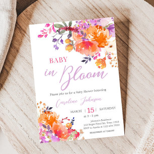 Invitación Bebé en un Baby Shower floral brillante en flor