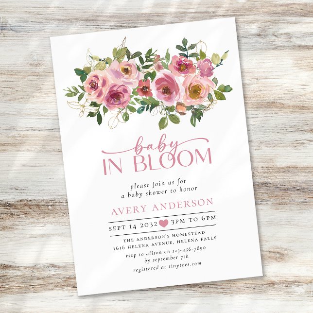 Invitación Bebé en un Bonito floral en Baby Shower (Subido por el creador)