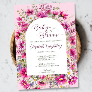 Invitación Bebé en un brillante Baby Shower de Boho Floral Ro