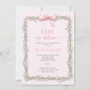 Invitación Bebé en un Chica de Baby Shower Bow