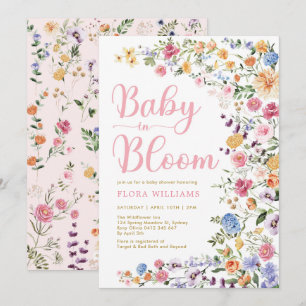 Invitación Bebé en un jardín de flores silvestres en la ducha