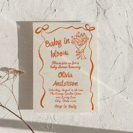 Invitación Bebé en un Naranja de flores dibujado en una ducha