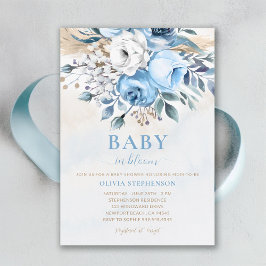 Invitación Bebé en un Rosa azul turbio y floreciente Baby Sho