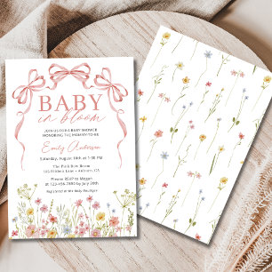 Invitación Bebé en una ducha con flores silvestres de flores 