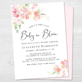 Invitación Bebé en una ducha floral rosa en flor