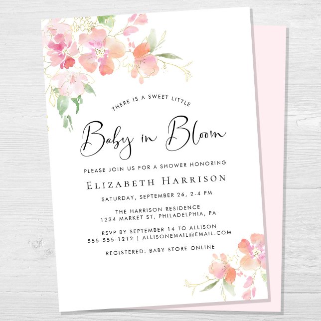 Invitación Bebé en una ducha floral rosa en flor (Subido por el creador)