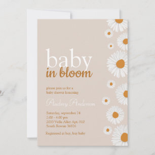 Invitación Bebé en una flor blanca en flor de sangre Invitaci