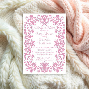 Invitación Bebé en una polvorienta ducha de bebé mexicana ros