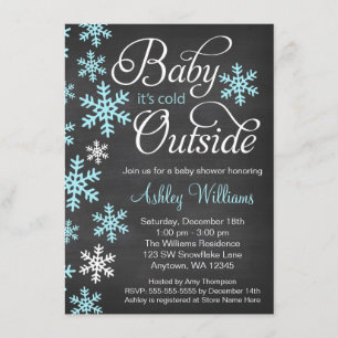 Invitación Bebé es azul exterior frío Baby Shower de la