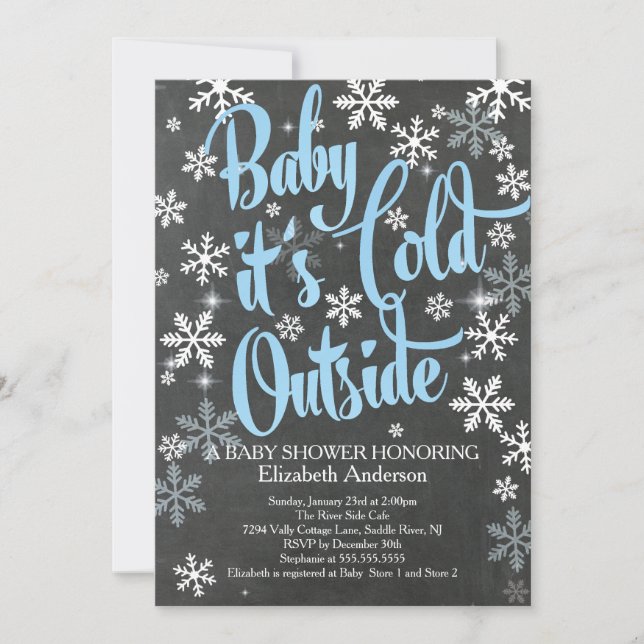 Invitación Bebé es Baby Shower de los niños azules de Chalkbo (Anverso)