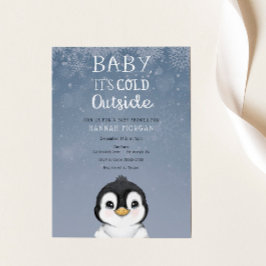 Invitación Bebé, es el frio pingüino de invierno Baby Shower