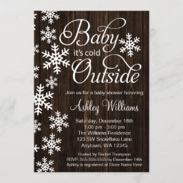 Invitación Bebé es exterior frío Baby Shower de madera