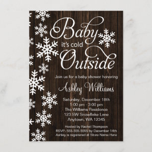 Invitación Bebé es exterior frío Baby Shower de madera