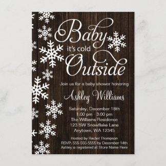 Invitación Bebé es exterior frío Baby Shower de madera