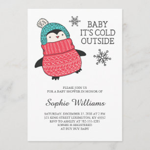 Invitación Bebé, es frío fuera del invierno Baby Shower