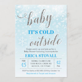 Invitación Bebé es muchacho azul de Baby Shower del invierno