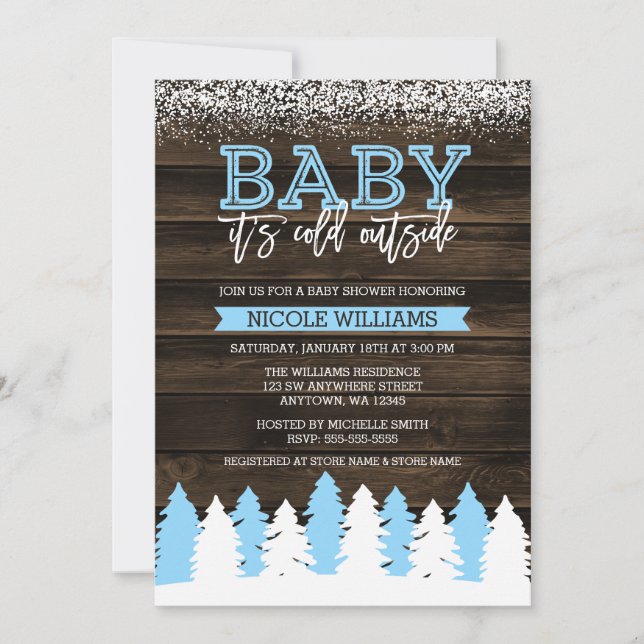 Invitación Bebé es muchacho exterior frío Baby Shower de la (Anverso)