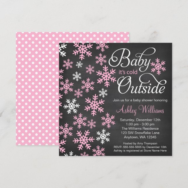 Invitación Bebé es rosa exterior frío Baby Shower de la (Anverso / Reverso)