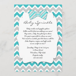 Invitación Bebé Espolvorea gris turquesa Corbata bebé ducha