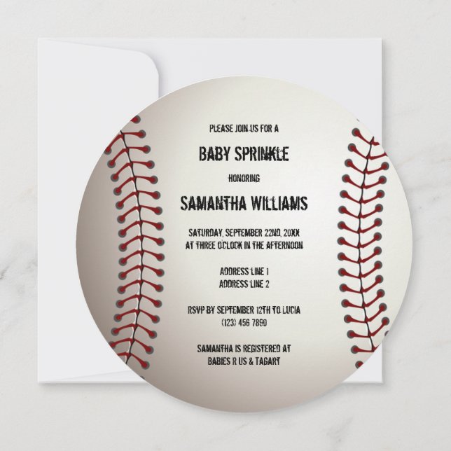 Invitación Bebé esporádico de béisbol espolvoriento a doble c (Reverso)