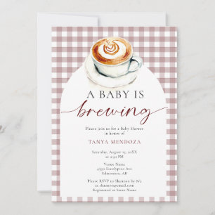 Invitación Bebé está en camino Baby Shower Café a cuadros