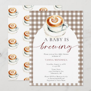 Invitación Bebé está en camino Baby Shower Café Gingham
