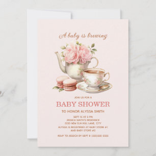 Invitación Bebé está en camino Floral Rosa Niña Bebé