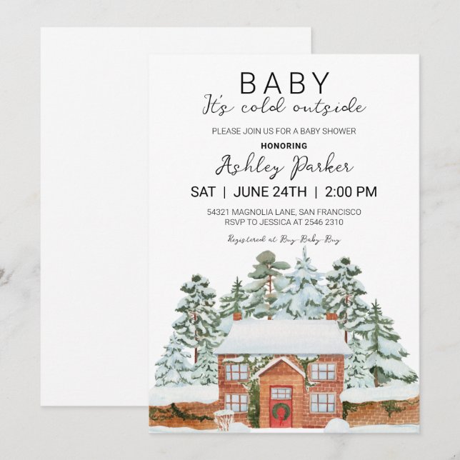 Invitación Bebé, está frío afuera (Anverso / Reverso)