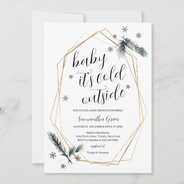 Invitación Bebé, está frío fuera de Baby Shower (Anverso)