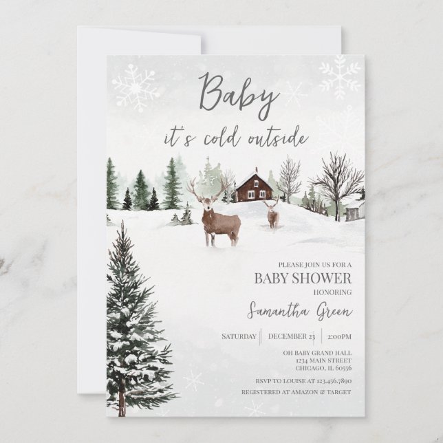 Invitación Bebé, está frío fuera de Baby Shower (Anverso)
