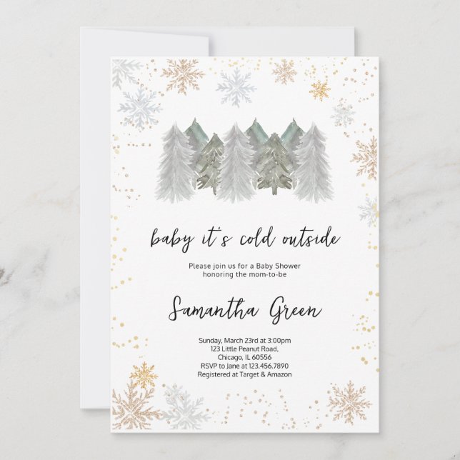 Invitación Bebé, está frío fuera de Baby Shower (Anverso)