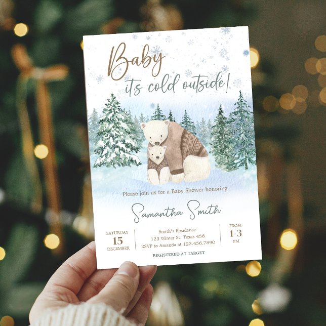 Invitación Bebé, está frío fuera de Baby Shower (Winter Baby Shower Invitation )
