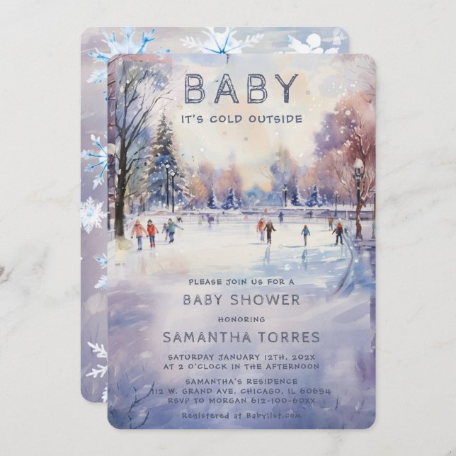 Invitación Bebé, está frío fuera de Baby Shower (Anverso / Reverso)