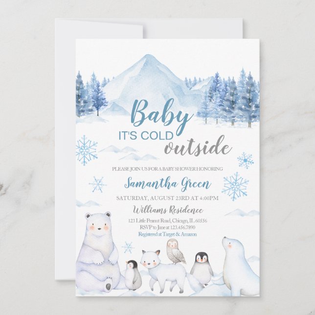 Invitación Bebé, está frío fuera de Baby Shower (Anverso)