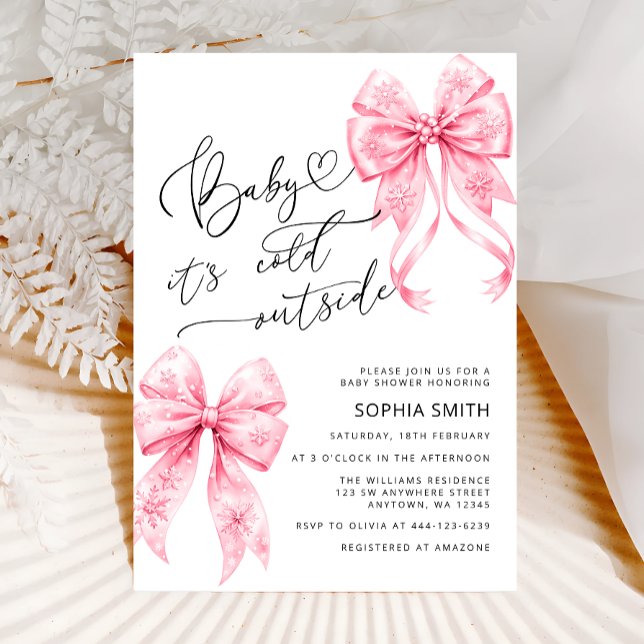 Invitación Bebé, está frío fuera de la Baby Shower Chica de a (Subido por el creador)