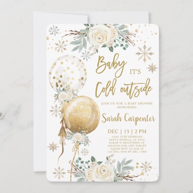 Invitación Bebé, está frío fuera de Navidades Baby Shower (Anverso)