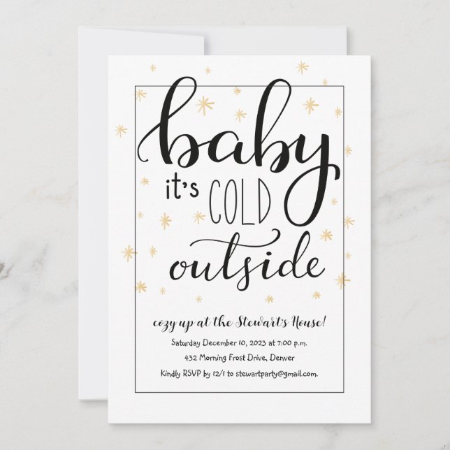 Invitación Bebé, está frío fuera de Navidades Fiesta (Anverso)