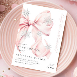 Invitación Bebé, está frío fuera del Baby Shower de Bow Rosad