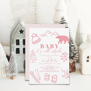 Invitación Bebé, está frío fuera del Baby Shower de esquiar C