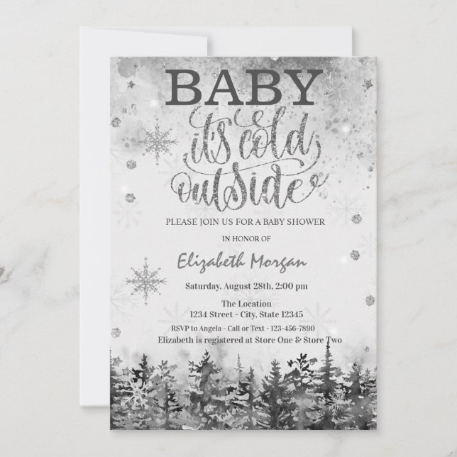 Invitación Bebé, está frío fuera del Baby Shower de nieve for (Anverso)